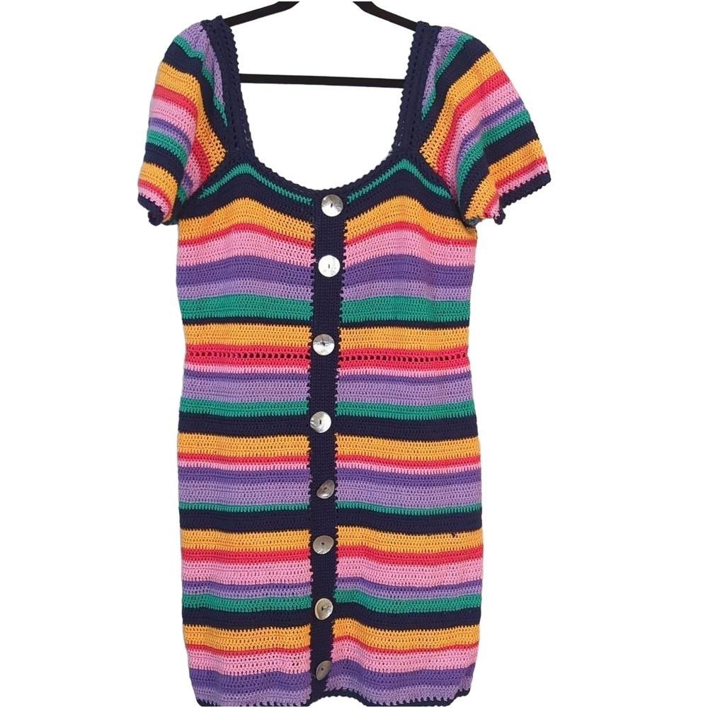 FARM RIO X ANTHROPOLOGIE RENATA CROCHET DRESS SIZE LARGE !!FLAWED!!